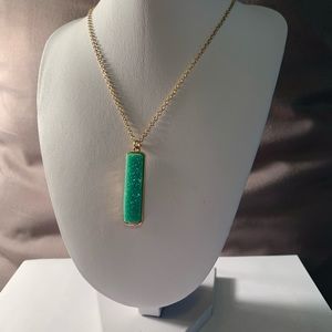 Gold and teal colored druzy necklace
